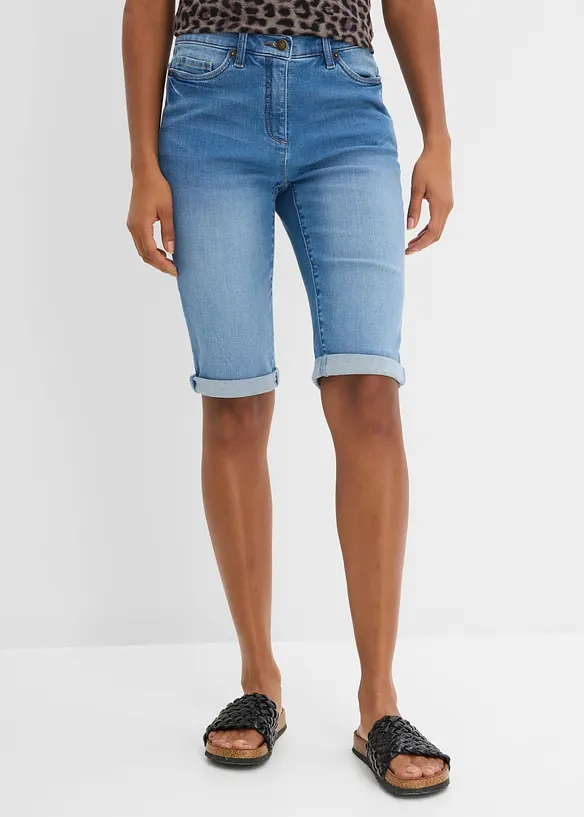 Jeans bermudashorts Mid Waist, komfortlinning, bonprix