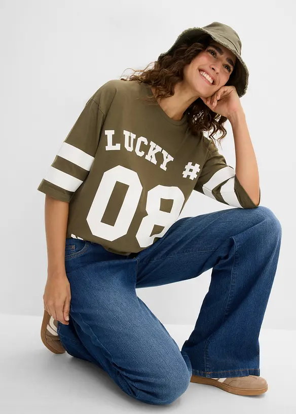 Oversized topp i 100% &oslash;kologisk bomull, bonprix