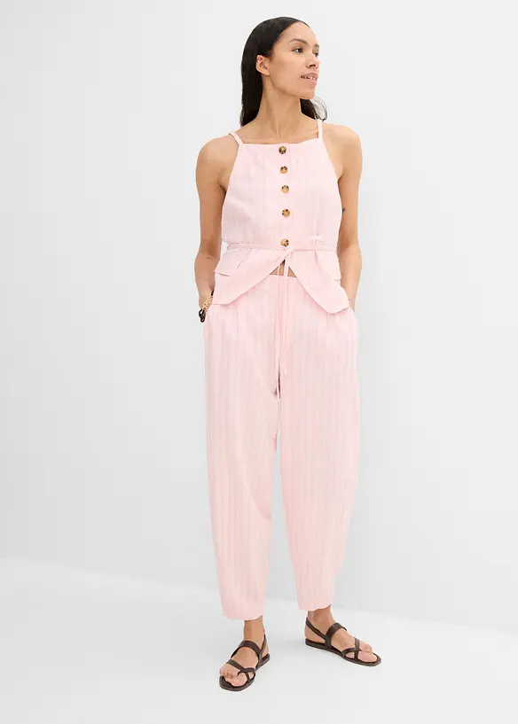 Pull on-bukse i kj&oslash;lende linmiks, bonprix