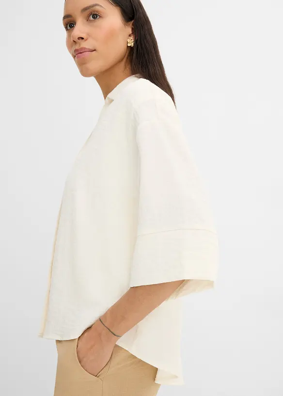 Oversized skjorte i viskosemiks, bonprix