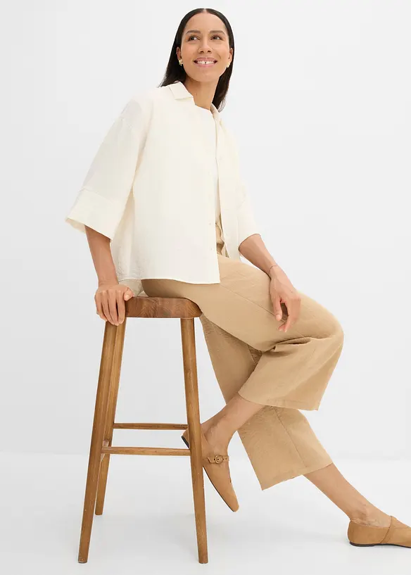 Oversized skjorte i viskosemiks, bonprix