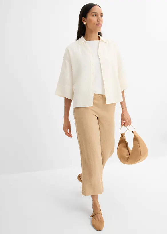 Oversized skjorte i viskosemiks, bonprix