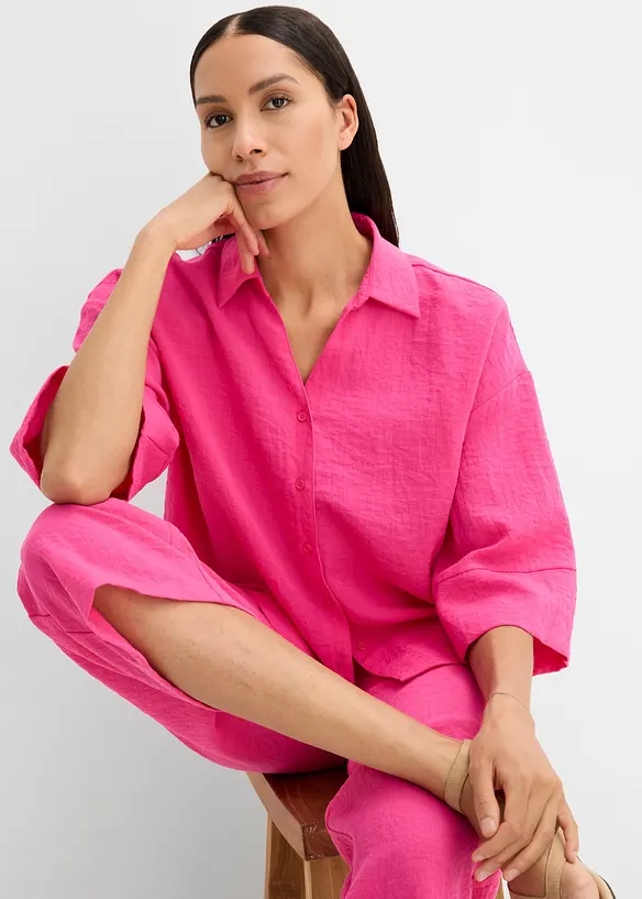 Oversized skjorte i viskosemiks, bonprix