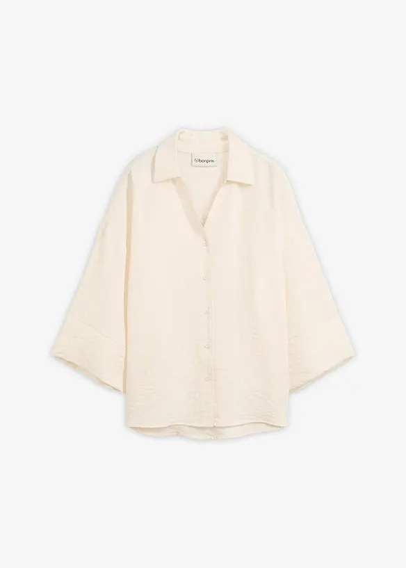 Oversized skjorte i viskosemiks, bonprix