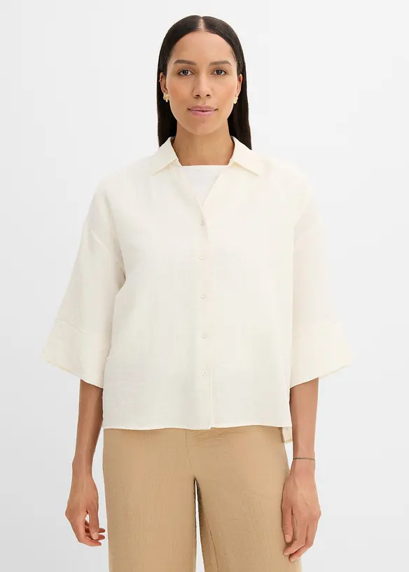 Oversized skjorte i viskosemiks, bonprix
