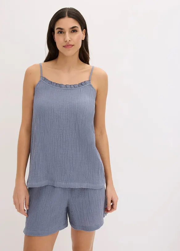 Kort pyjamas i myk musselin, bonprix