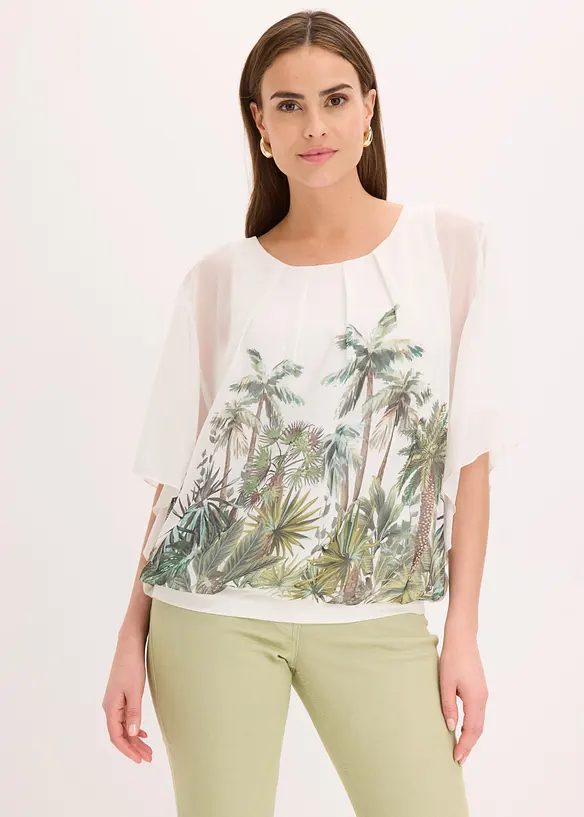 Chiffonbluse med integrert topp, bonprix