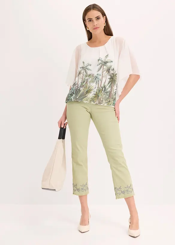 Chiffonbluse med integrert topp, bonprix