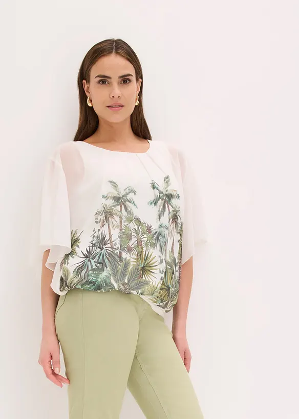 Chiffonbluse med integrert topp, bonprix