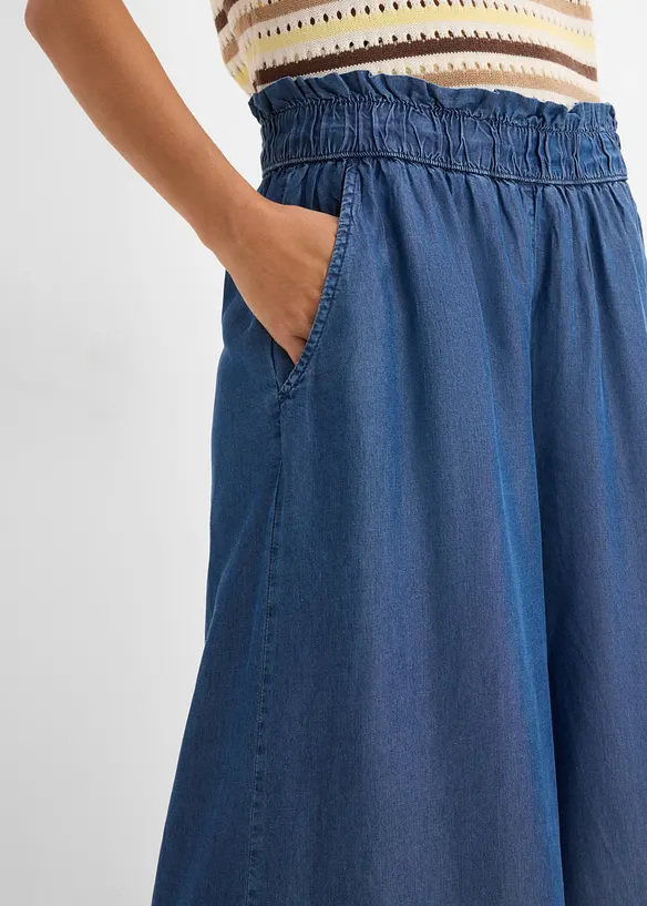7/8-lang jeans i lett materiale med vide ben og splitt i siden, bonprix