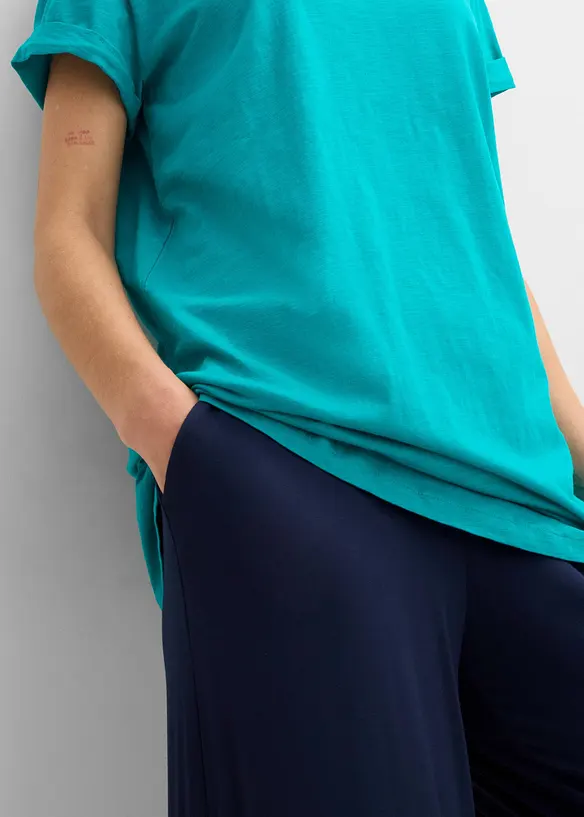 Boxy, lang topp med korte ermer, bonprix