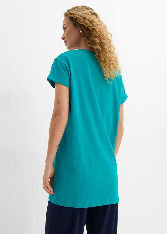 Boxy, lang topp med korte ermer, bonprix