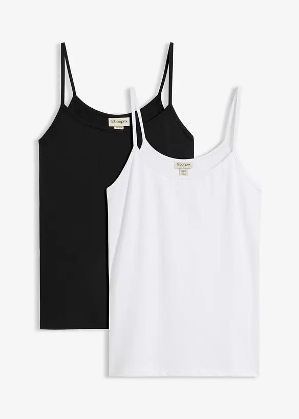Singlet i &oslash;kologisk bomull (2-pack), bonprix
