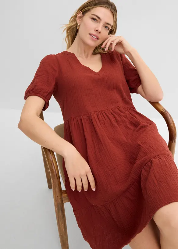 Oversized kjole i bomullsmusselin, bonprix