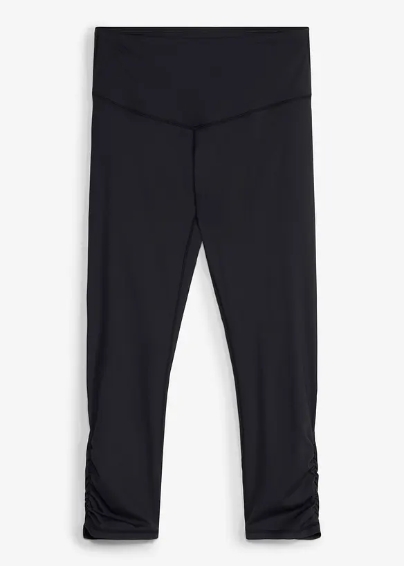 Ultralett trenings-caprileggings med rynking, hurtigt&oslash;rkende, bonprix