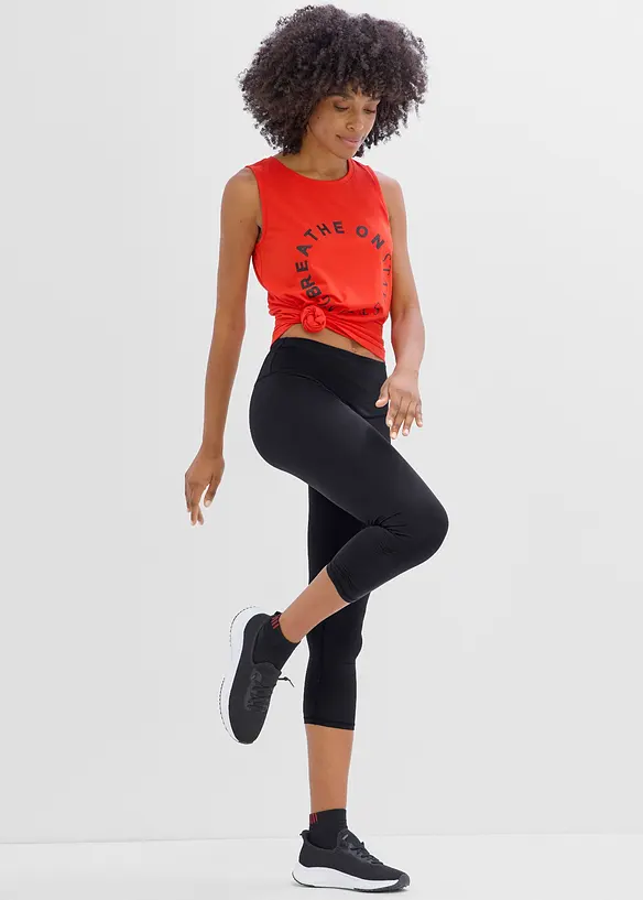 Ultralett trenings-caprileggings med rynking, hurtigt&oslash;rkende, bonprix