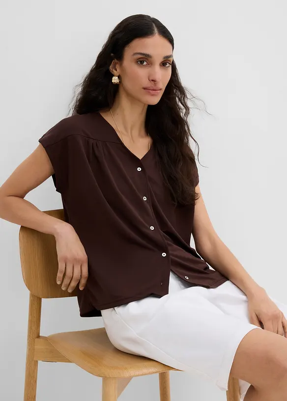 Jerseybluse i viskosepik&eacute;, bonprix