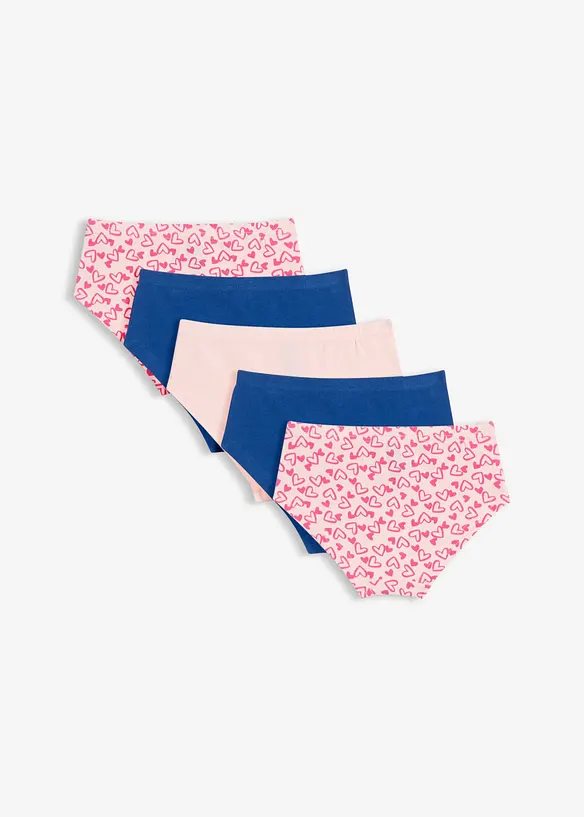 Truse med h&oslash;y midje, myk bomull og liten satengsl&oslash;yfe (5-pack), bonprix