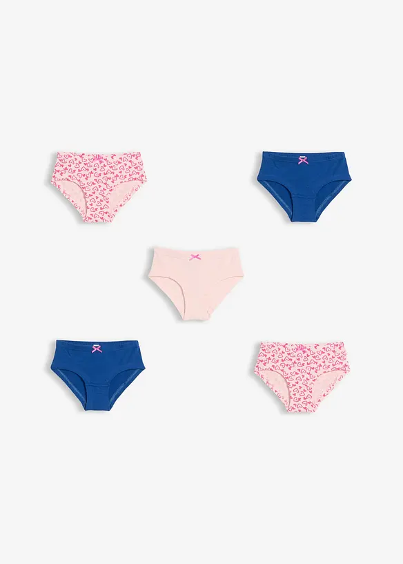 Truse med h&oslash;y midje, myk bomull og liten satengsl&oslash;yfe (5-pack), bonprix