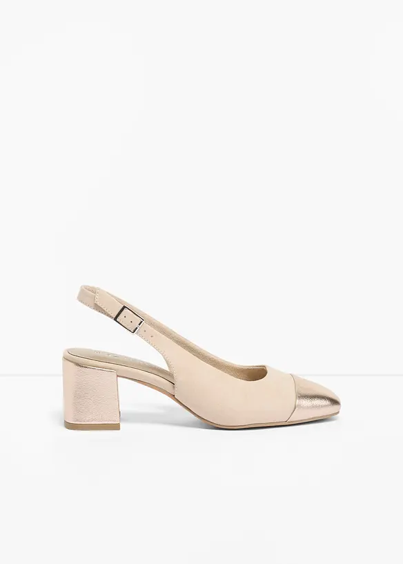 Slingbacks med blokkh&aelig;l fra Marco Tozzi, Marco Tozzi