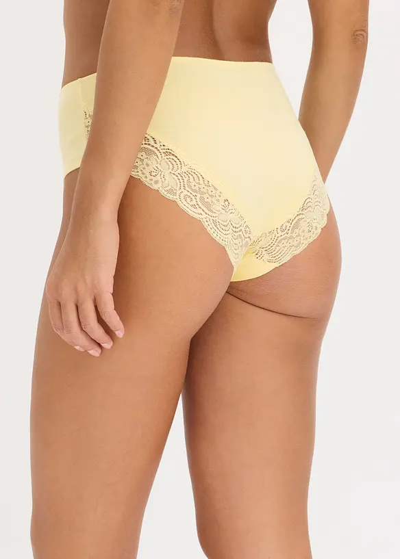 H&oslash;y truse i myk bomull med blonder (4-pack), bonprix