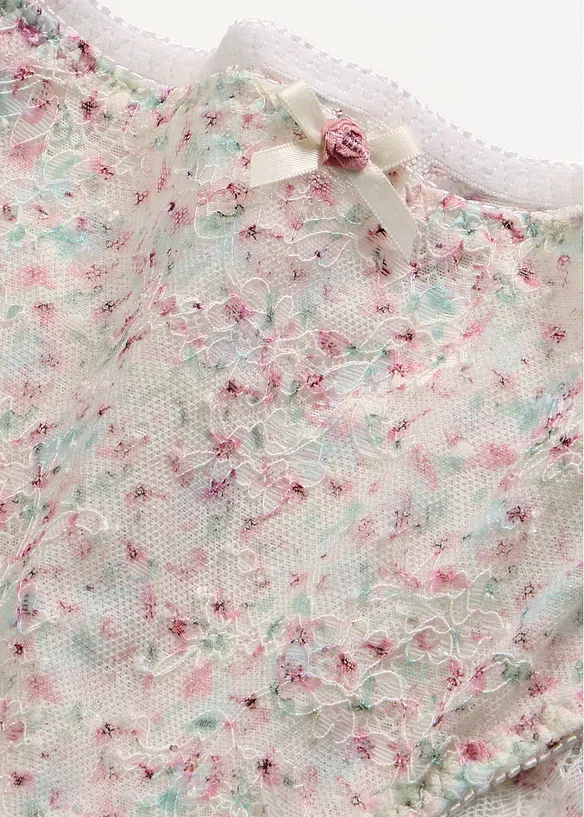 Truse med h&oslash;y midje, blomsterm&oslash;nster og blonder, bonprix