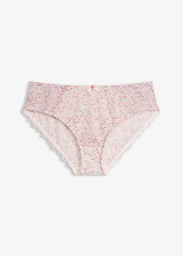 Truse med h&oslash;y midje, blomsterm&oslash;nster og blonder, bonprix