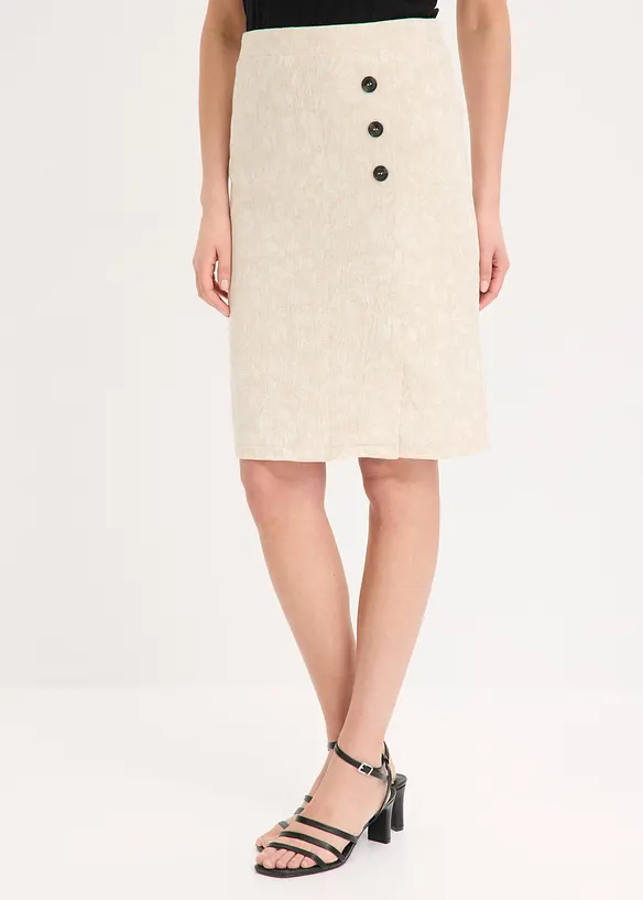 Skj&oslash;rt av bomullsjacquard med linandel, bonprix