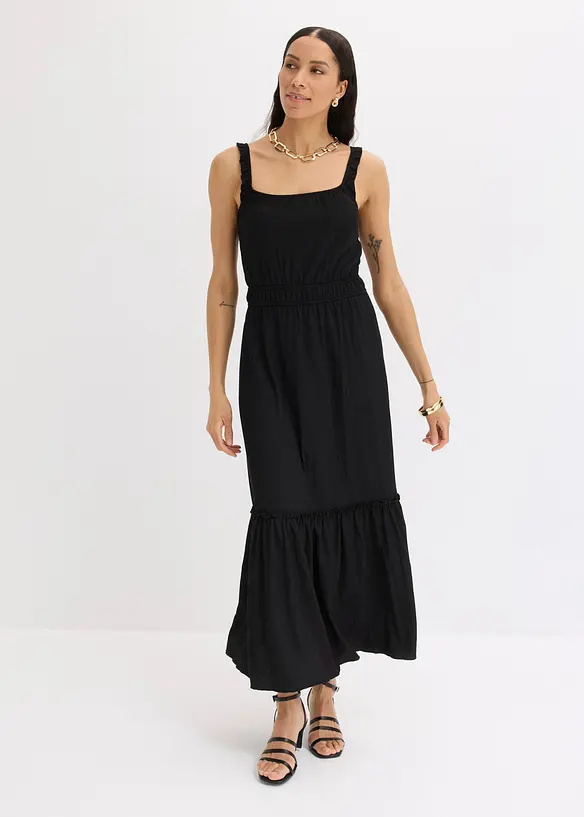 Maxikjole i strukturert jersey, bonprix