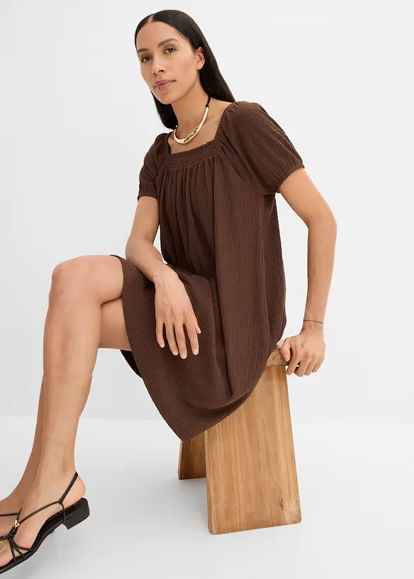 Jerseykjole i strukturert, kreppet materiale, bonprix