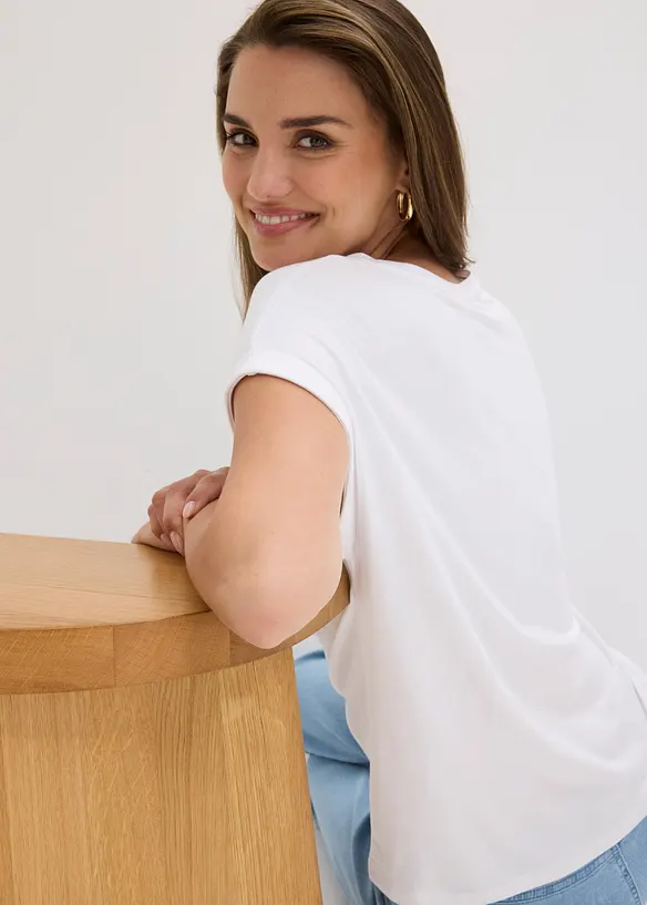 Topp i bomull med elastan, bonprix