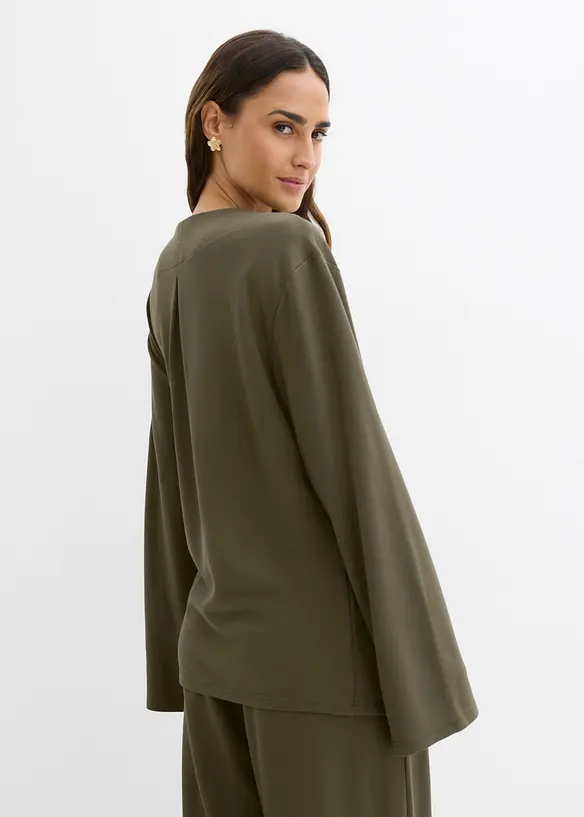 Bluse i viskosemiks med knyteb&aring;nd, bonprix