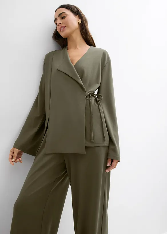 Bluse i viskosemiks med knyteb&aring;nd, bonprix
