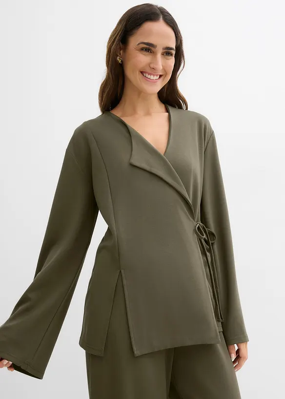Bluse i viskosemiks med knyteb&aring;nd, bonprix