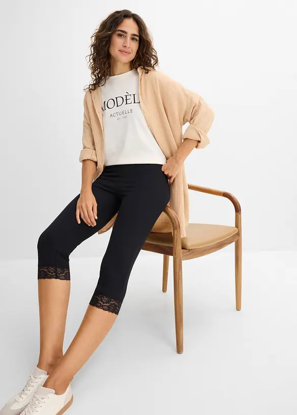 Caprileggings med blondedetalj, bonprix