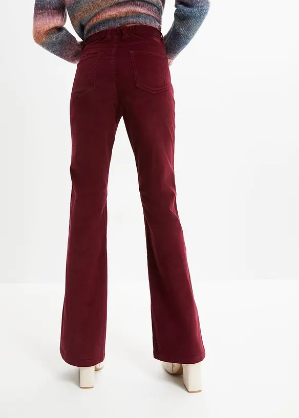 High Waist-slengbukse i kordfl&oslash;yel med stretch og komfortlinning, bonprix