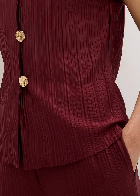 Topp i plissert materiale, bonprix