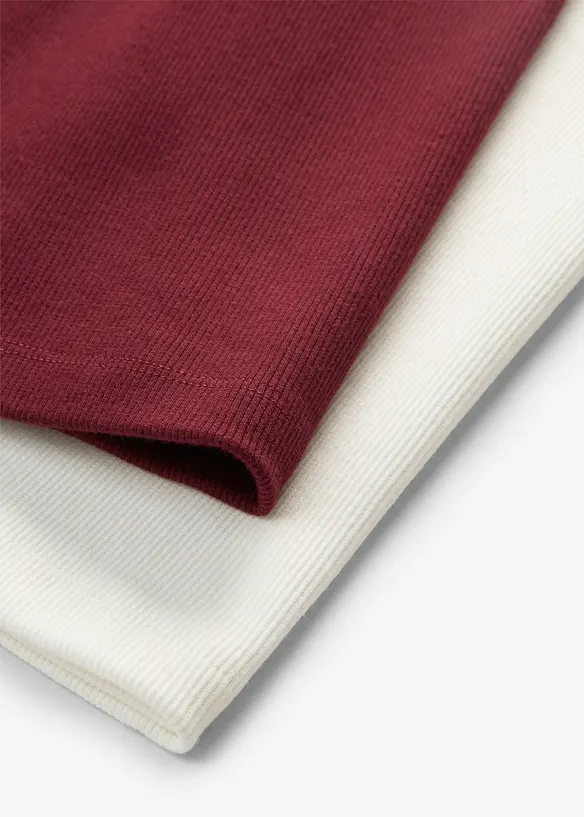 Ribbet singlet med &oslash;kologisk bomull (2-pack), bonprix