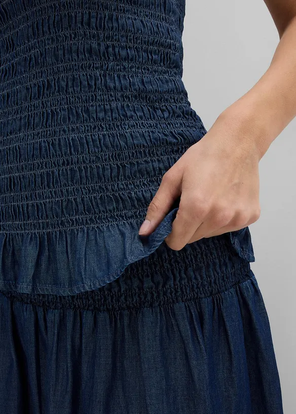 Denim-topp med spagettistropper av &oslash;kologisk bomull, bonprix