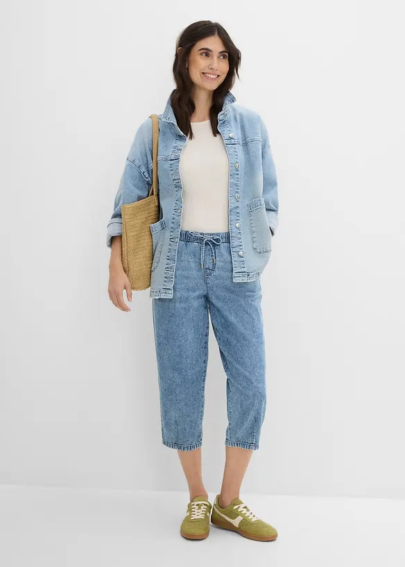 Barrel jeans Mid Waist, cropped, bonprix