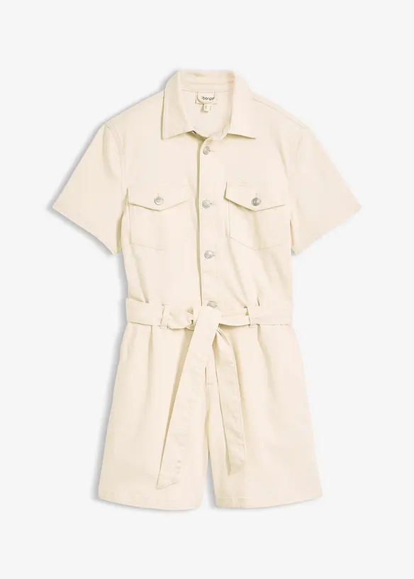Kortermet jumpsuit i denim, bonprix