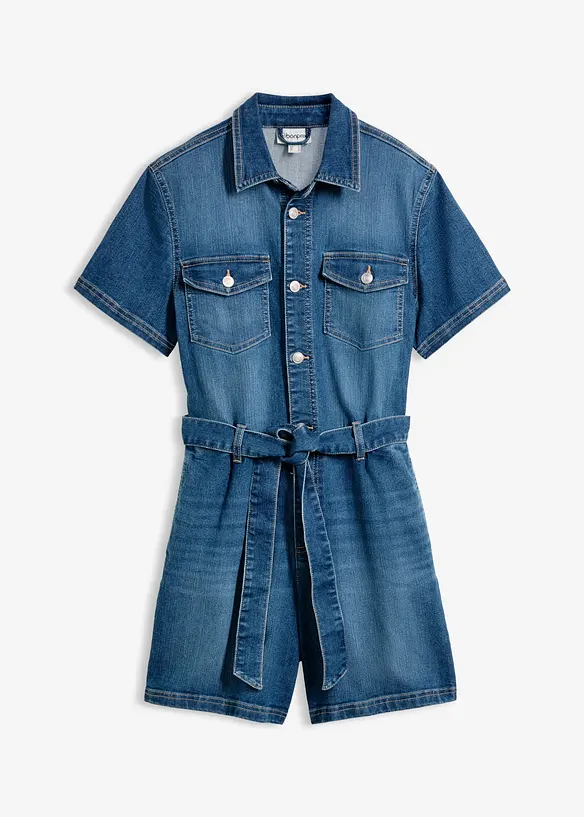 Kortermet jumpsuit i denim, bonprix