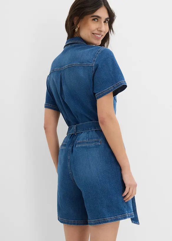 Kortermet jumpsuit i denim, bonprix