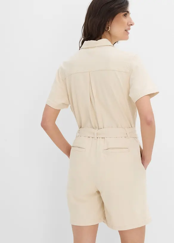 Kortermet jumpsuit i denim, bonprix