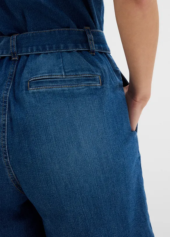 Kortermet jumpsuit i denim, bonprix