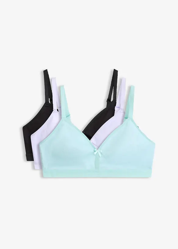 BH uten spiler med &oslash;kologisk bomull (3-pack), bonprix