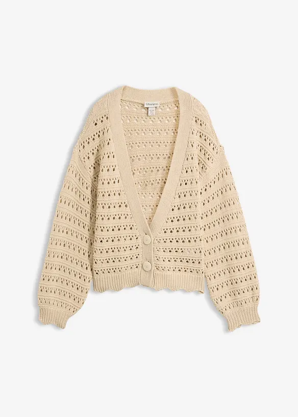 Cardigan  i ren bomull med hullm&oslash;nster, bonprix