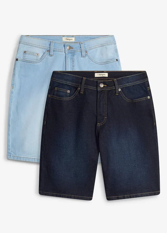 Bermudashorts i denim med stretch, Regular Fit (2-pack), bonprix