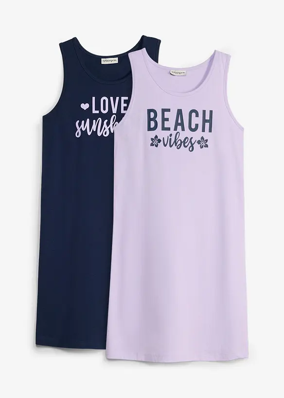 Jerseykjole i 100% &oslash;kologisk bomull (2-pack), bonprix
