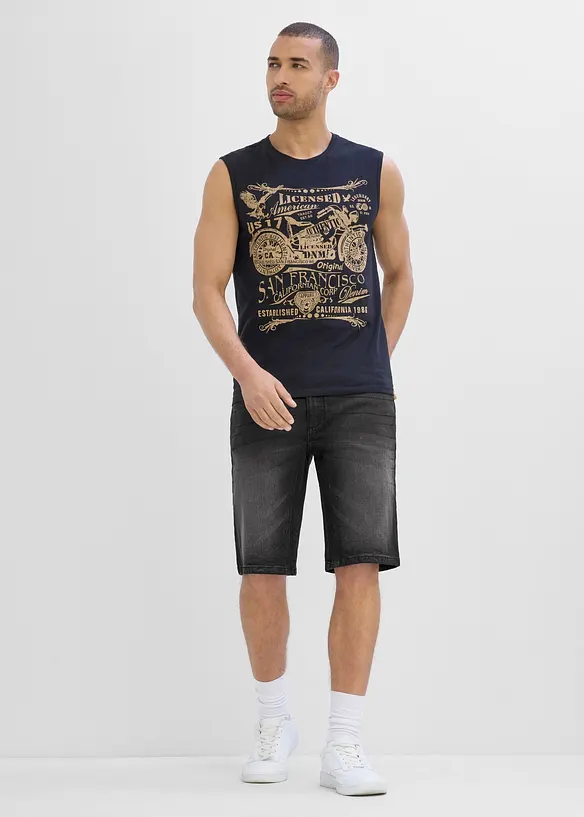 Bermudashorts i denim med stretch og forsterket skritt, Regular fit, bonprix